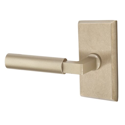 Emtek Privacy Bryce Left Handed Lever with #3 Rose and Concealed Screws in Tumbled White Bronze