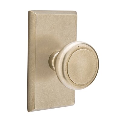 Emtek Privacy Butte Knob And #3 Rose with Concealed Screws in Tumbled White Bronze
