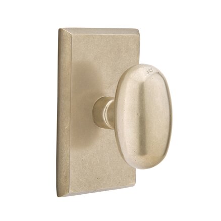 Emtek Privacy Egg Knob And #3 Rose with Concealed Screws in Tumbled White Bronze