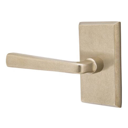 Emtek Privacy Left Handed Cimarron Lever And #3 Rose with Concealed Screws in Tumbled White Bronze