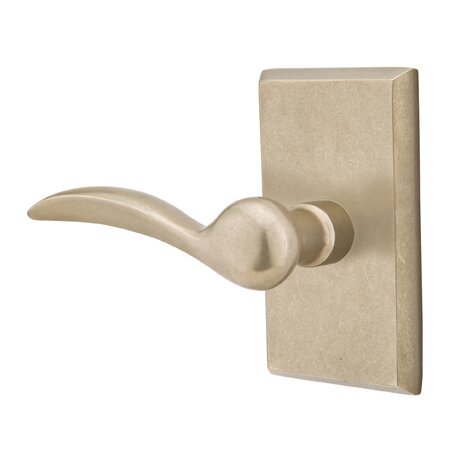 Emtek Privacy Left Handed Durango Lever And #3 Rose with Concealed Screws in Tumbled White Bronze