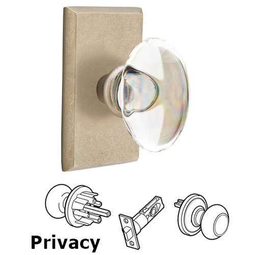 Emtek Hampton Privacy Door Knob with #3 Rose and Concealed Screws in Tumbled White Bronze