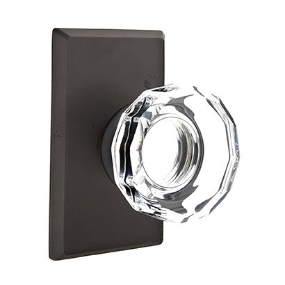 Emtek Lowell Privacy Door Knob with #3 Rose in Flat Black Bronze
