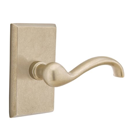 Emtek Privacy Right Handed Teton Lever With #3 Rose in Tumbled White Bronze