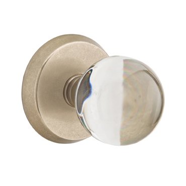 Emtek Bristol Privacy Door Knob and #2 Rose with Concealed Screws in Tumbled White Bronze