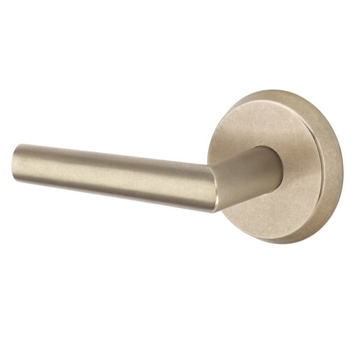 Emtek Privacy Mariposa Left Handed Lever with #2 Rose in Tumbled White Bronze