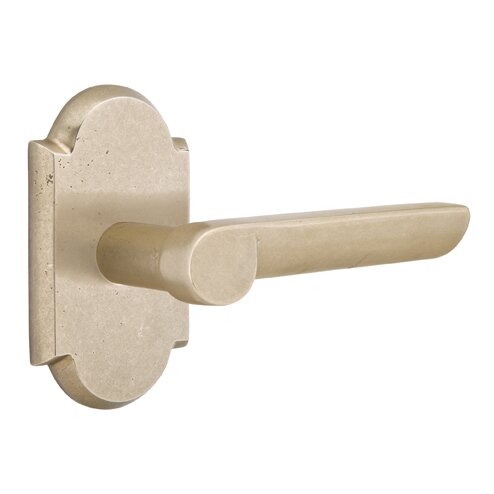 Emtek Privacy Right Handed Aurora Lever With #1 Rose in Tumbled White Bronze