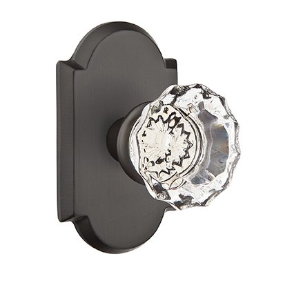 Emtek Astoria Privacy Door Knob and #1 Rose with Concealed Screws in Flat Black Bronze