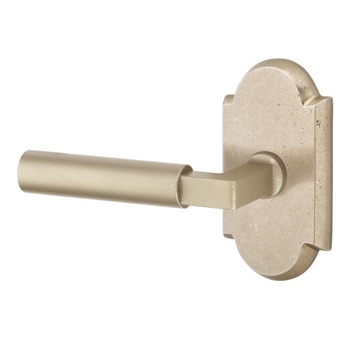 Emtek Privacy Bryce Left Handed Lever with #1 Rose and Concealed Screws in Tumbled White Bronze