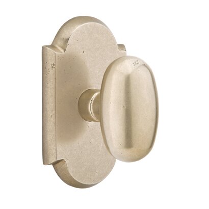 Emtek Privacy Egg Knob And #1 Rose with Concealed Screws in Tumbled White Bronze