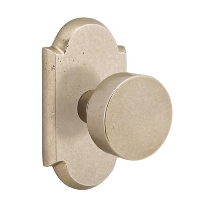 Emtek Privacy Round Knob And #1 Rose with Concealed Screws in Tumbled White Bronze
