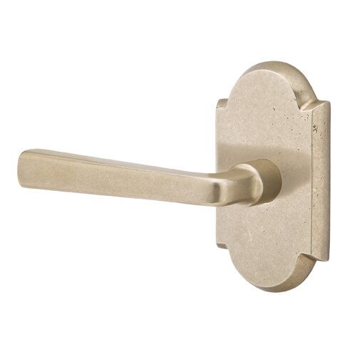 Emtek Privacy Left Handed Cimarron Lever And #1 Rose with Concealed Screws in Tumbled White Bronze