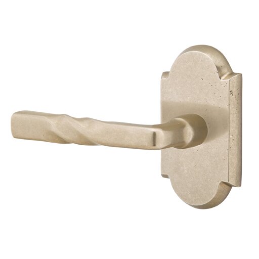 Emtek Privacy Left Handed Montrose Lever And #1 Rose with Concealed Screws in Tumbled White Bronze
