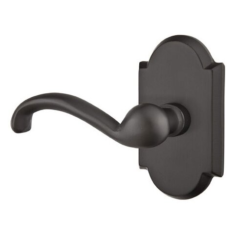 Emtek Privacy Left Handed Teton Lever With #1 Rose in Flat Black Bronze