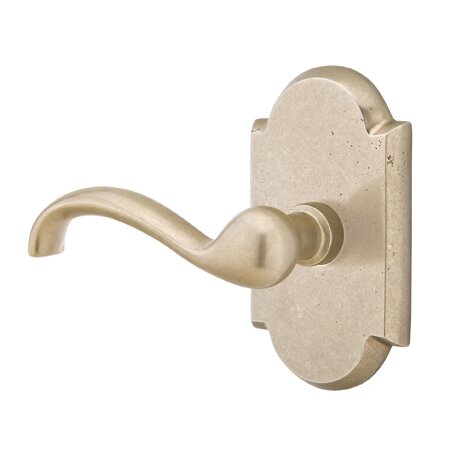 Emtek Privacy Left Handed Teton Lever And #1 Rose with Concealed Screws in Tumbled White Bronze