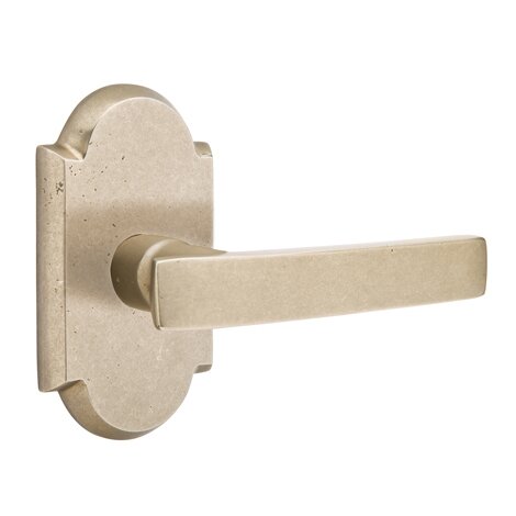 Emtek Privacy Right Handed Yuma Lever With #1 Rose in Tumbled White Bronze