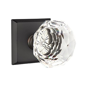 Emtek Diamond Privacy Door Knob with #6 Rose in Flat Black Bronze