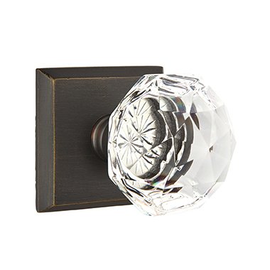 Emtek Diamond Privacy Door Knob and #6 Rose with Concealed Screws in Medium Bronze