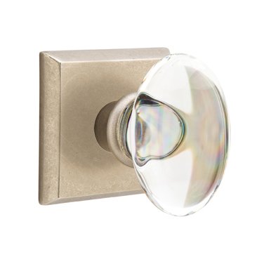 Emtek Hampton Privacy Door Knob with #6 Rose in Tumbled White Bronze