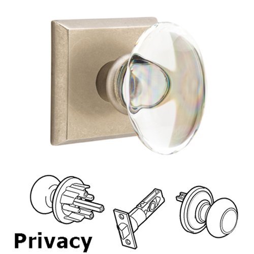 Emtek Hampton Privacy Door Knob with #6 Rose and Concealed Screws in Tumbled White Bronze