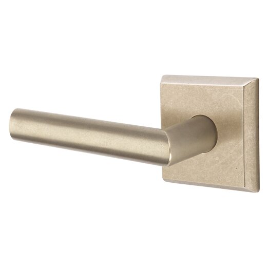 Emtek Privacy Mariposa Left Handed Lever with #6 Rose in Tumbled White Bronze