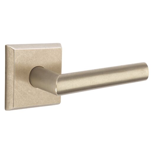 Emtek Privacy Mariposa Right Handed Lever with #6 Rose in Tumbled White Bronze