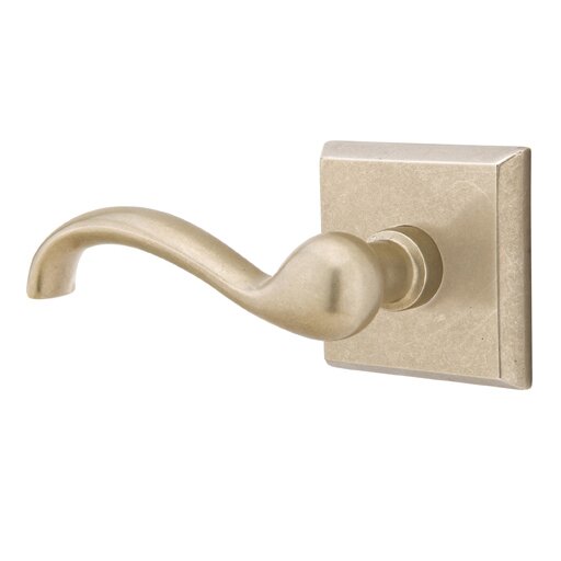 Emtek Privacy Left Handed Teton Lever And #6 Rose with Concealed Screws in Tumbled White Bronze