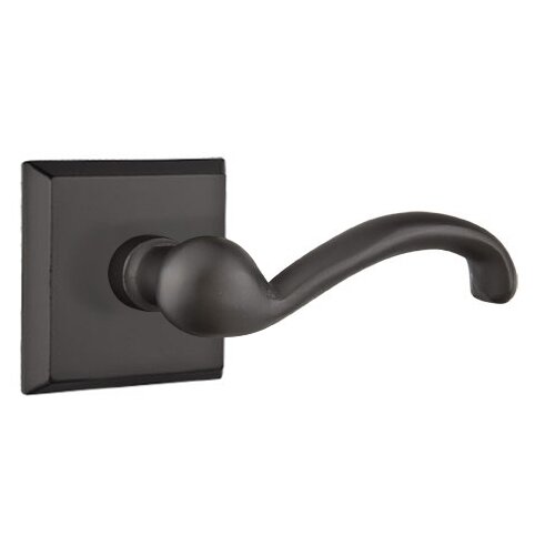 Emtek Privacy Right Handed Teton Lever And #6 Rose with Concealed Screws in Flat Black Bronze