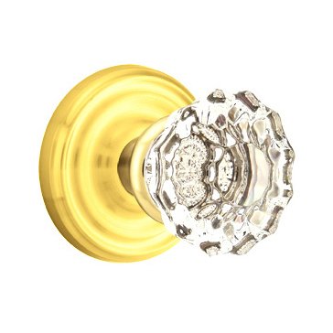 Emtek Single Dummy Astoria Door Knob with Regular Rose in Polished Brass