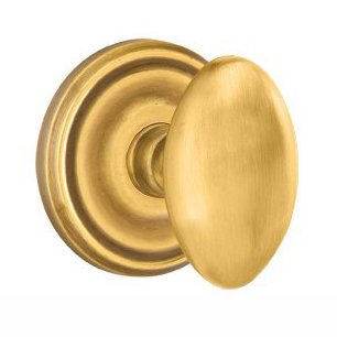 Emtek Single Dummy Egg Door Knob With Regular Rose in French Antique Brass