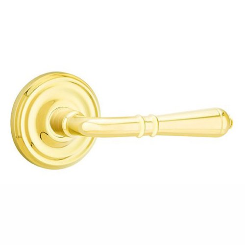 Emtek Single Dummy Right Handed Turino Door Lever With Regular Rose in Unlacquered Brass