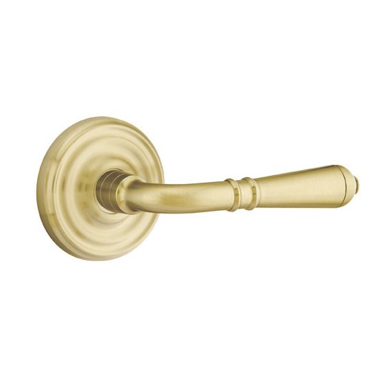 Emtek Single Dummy Right Handed Turino Door Lever With Regular Rose in Satin Brass