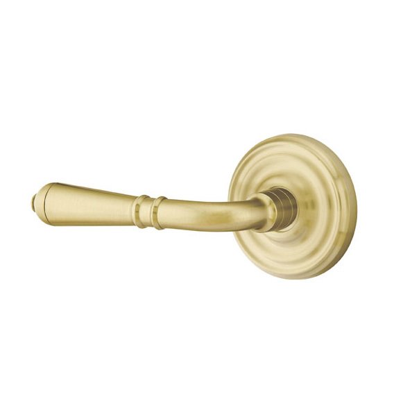 Emtek Double Dummy Left Handed Turino Door Lever With Regular Rose in Satin Brass