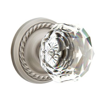 Emtek Single Dummy Diamond Door Knob with Rope Rose in Pewter