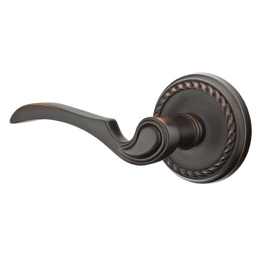 Emtek Single Dummy Left Handed Coventry Lever With Rope Rose in Oil Rubbed Bronze