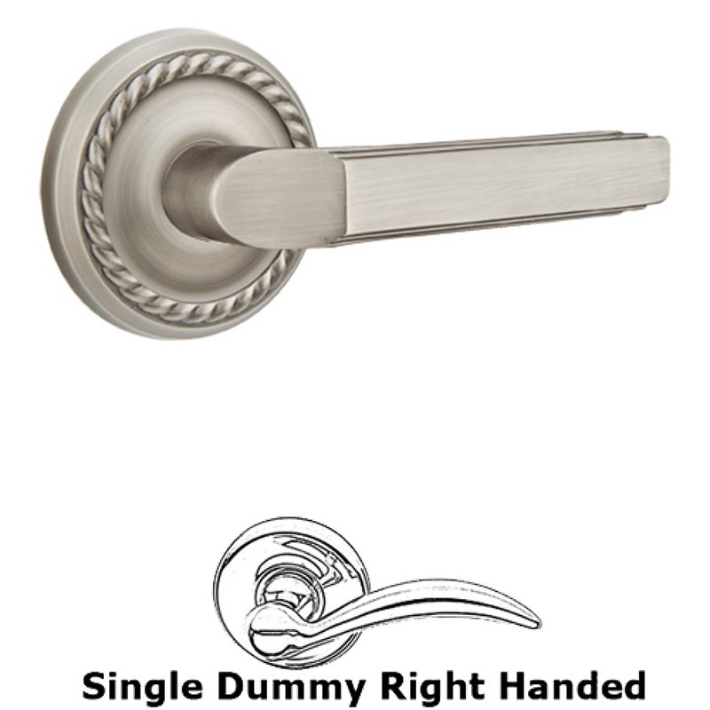 Emtek Single Dummy Right Handed Milano Door Lever With Rope Rose in Pewter