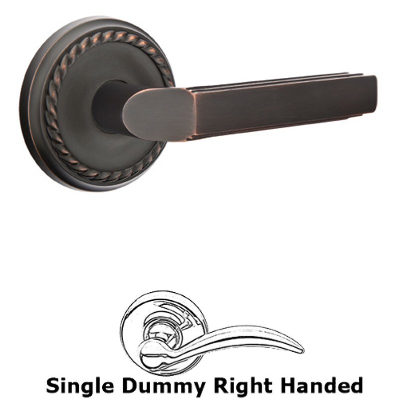 Emtek Single Dummy Right Handed Milano Door Lever With Rope Rose in Oil Rubbed Bronze