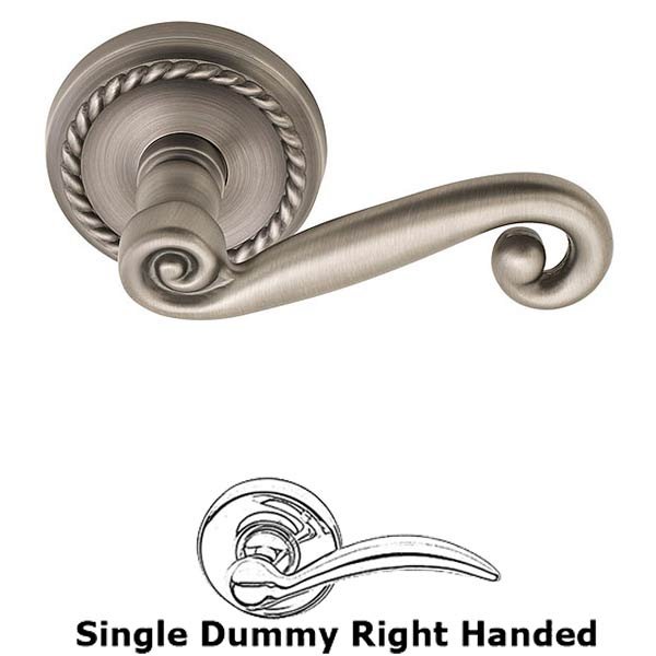 Emtek Single Dummy Right Handed Rustic Door Lever With Rope Rose in Pewter