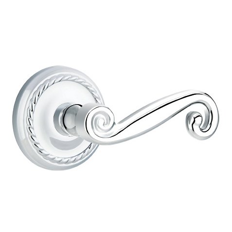 Emtek Single Dummy Right Handed Rustic Door Lever With Rope Rose in Polished Chrome