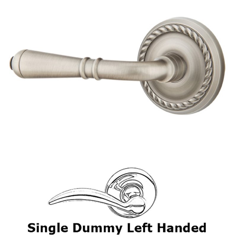 Emtek Single Dummy Left Handed Turino Door Lever With Rope Rose in Pewter