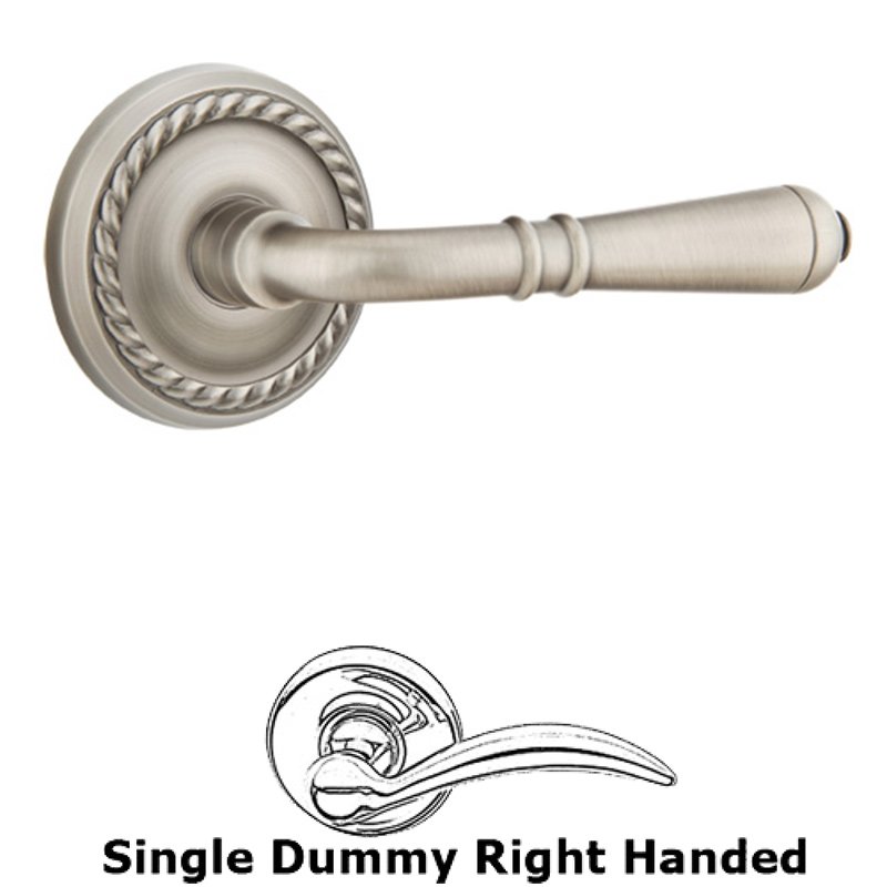 Emtek Single Dummy Right Handed Turino Door Lever With Rope Rose in Pewter
