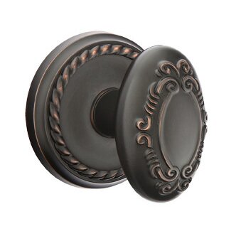 Emtek Single Dummy Victoria Knob With Rope Rose in Oil Rubbed Bronze