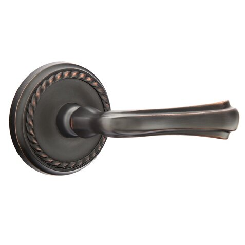 Emtek Single Dummy Right Handed Wembley Lever With Rope Rose in Oil Rubbed Bronze