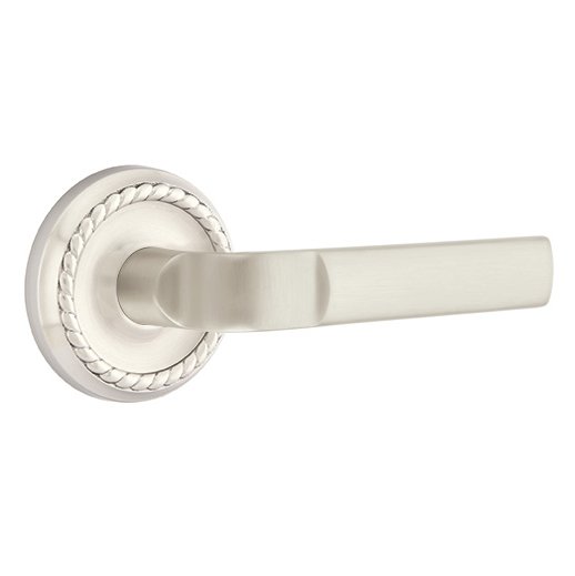 Emtek Single Dummy Aston Right Handed Lever with Rope Rose in Satin Nickel