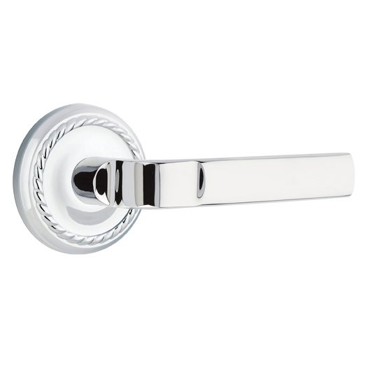 Emtek Single Dummy Aston Right Handed Lever with Rope Rose in Polished Chrome