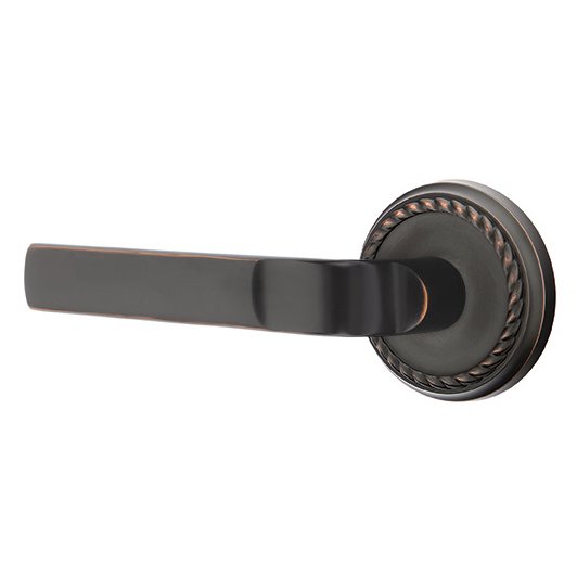 Emtek Double Dummy Aston Left Handed Lever with Rope Rose in Oil Rubbed Bronze