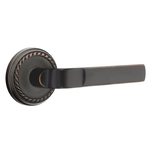 Emtek Double Dummy Aston Right Handed Lever with Rope Rose in Oil Rubbed Bronze