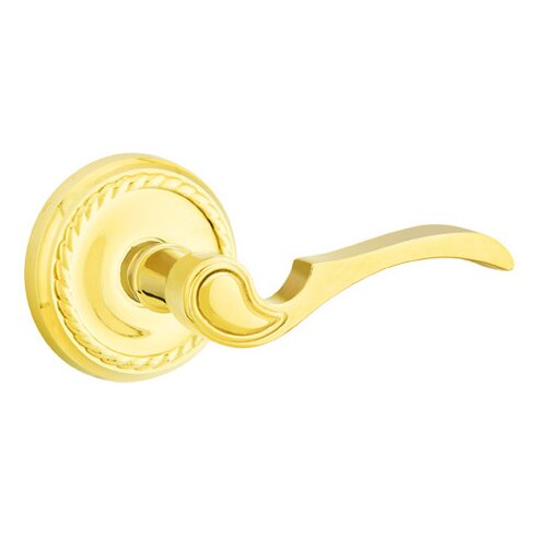 Emtek Double Dummy Coventry Right Handed Lever With Rope Rose in Unlacquered Brass