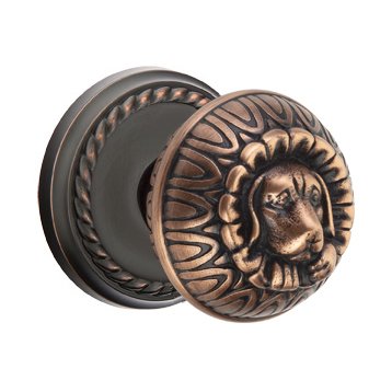Emtek Double Dummy Dog Knob With Rope Rose in Oil Rubbed Bronze