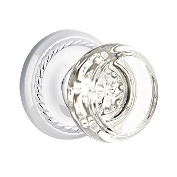 Emtek Georgetown Double Dummy Door Knob with Rope Rose in Polished Chrome